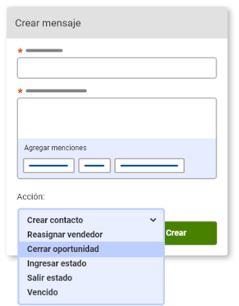 Imagen de detalle de ventana para crear mensajes automáticos con los campos a completar.