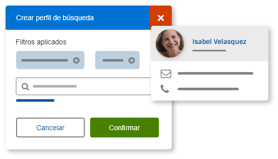 Imagen de detalle de herramienta para crear perfiles de búsqueda de contactos