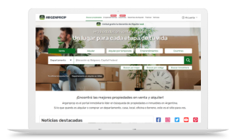 Imagen de una computadora donde se ve el home de Argenprop.com