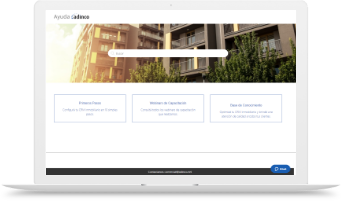 Imagen de una computadora donde se ve el sitio de ayuda de Adinco CRM