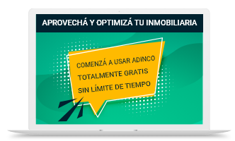Imagen en tamaño small de una computadora con la leyenda 'Comenzá a usar adinco completamente gratis sin límite de tiempo'